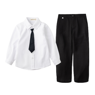 儿童长袖白衬衫秋冬加绒男童白色衬衣幼儿园女童表演服小学生校服