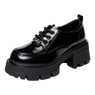 厚底英伦风小皮鞋女2026新款黑色乐福鞋女百搭高跟单鞋加真皮春季