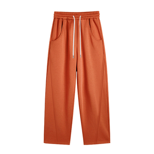 南瓜橘色香蕉裤镰刀裤女秋冬加绒加厚美式窄版阔腿裤高腰显瘦卫裤