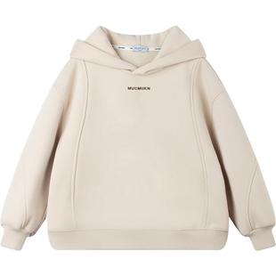 【潮趣运动派】百搭两色潮牌街头连帽加绒卫衣冬一体绒加厚男童