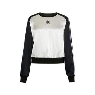 XG/雪歌XK101002B490撞色设计长袖T恤2025春季新款钉珠点缀上衣女