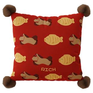 卡通小马新年乔迁抱枕套客厅沙发大靠枕床上车用腰枕睡觉长条抱枕