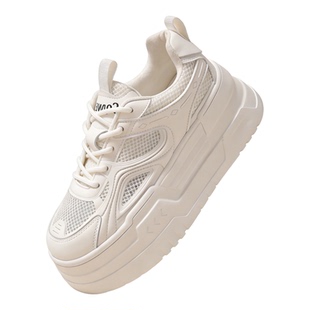 跑步鞋底内增高女鞋2026新款夏季网面透气薄款小白鞋休闲运动板鞋