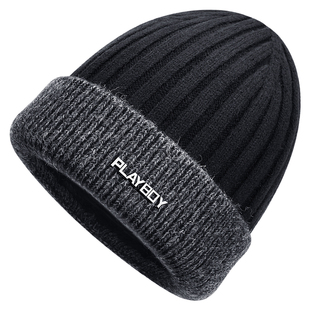 花花公子帽子男冬季2025新款针织帽抓绒帽冷帽防寒羊毛保暖毛线帽