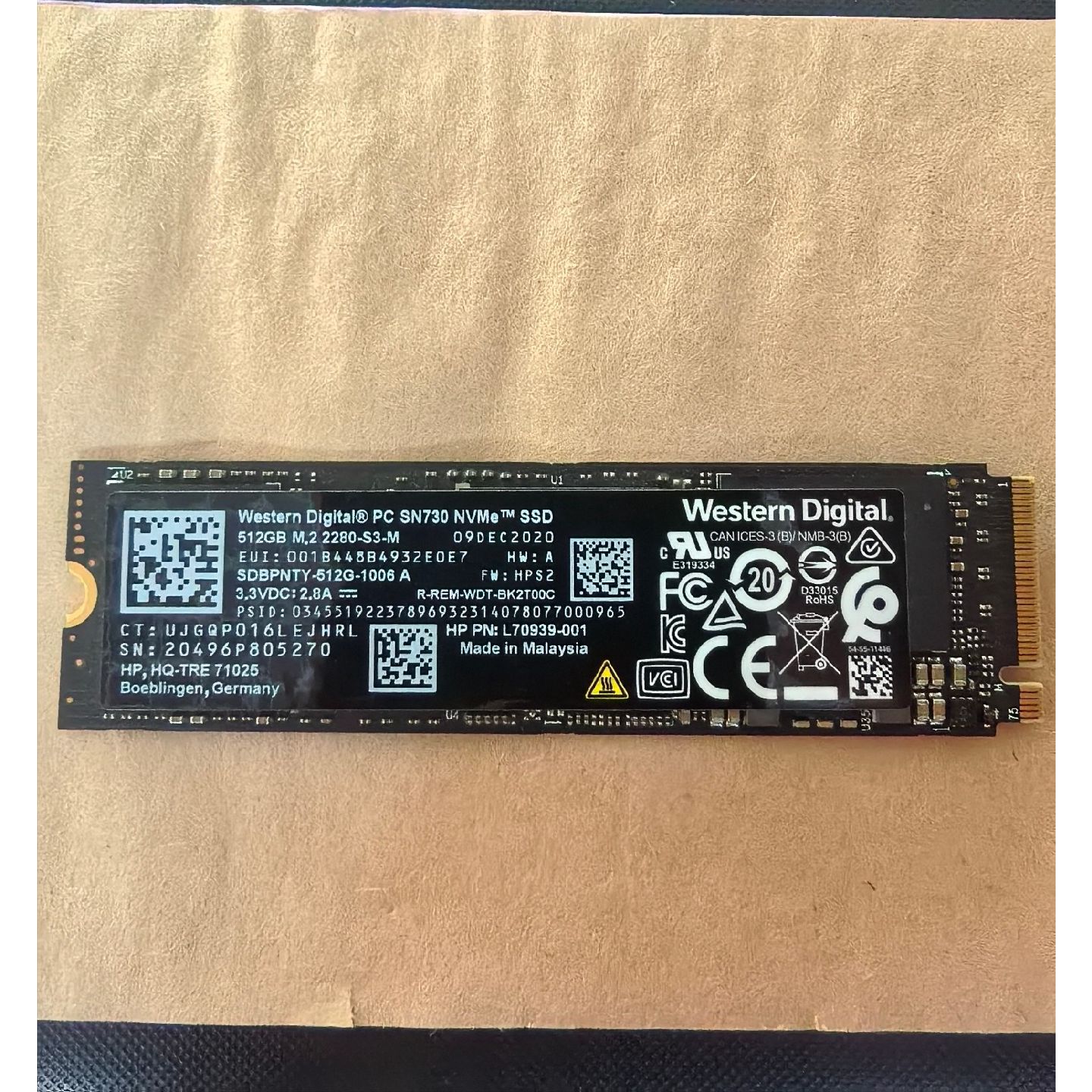 可维修议价  数据WDSN730512GBNVMeM.2固态硬盘拆机盘自己升级1T图片