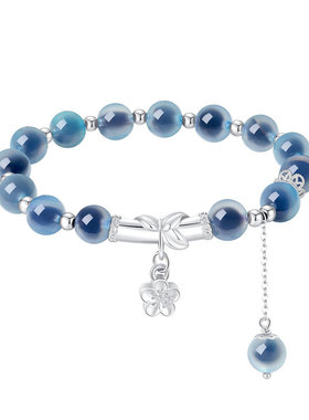 S925纯银手链糖心玛瑙桃韵手串女