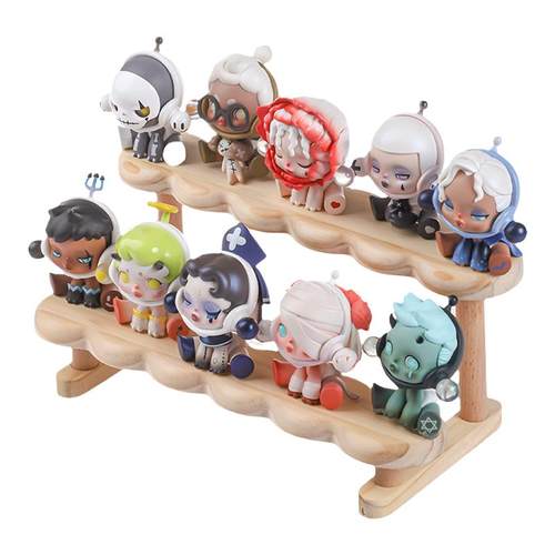 盲盒阶梯展示架收纳木质手办小摆件陈列架泡泡玛特萌粒娃娃置物架