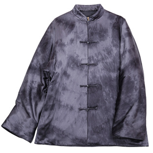 菲伊唐真丝素缎冬棉衣女上衣冬新中式复古改良唐装女夹棉服外套女