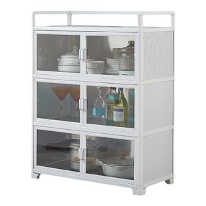 简易厨房置物柜家用餐边柜带门经济型餐具柜不生锈铝合金储物柜子