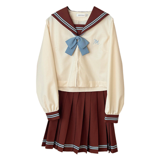 中牌制服馆 绾绾 水手服原创学生校服jk制服百褶裙两件套套装