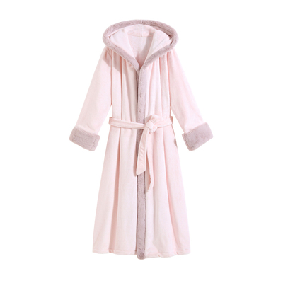 加绒加厚连帽睡袍长款浴袍