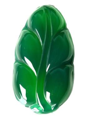 绿玛瑙树叶吊坠长款项链玉髓挂坠