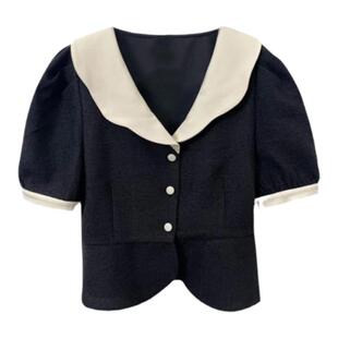 法式复古赫本风高级感气质高腰显瘦伞裙泡泡袖上衣两件套装连衣裙