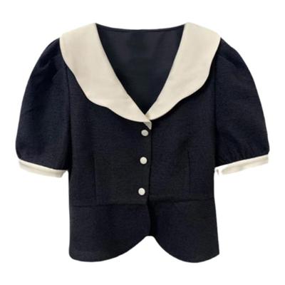 高腰伞裙泡泡袖法式复古赫本风