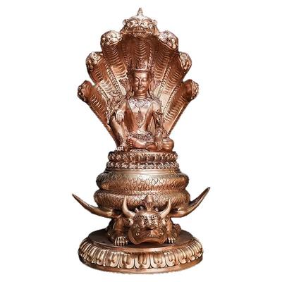 三十寸紫铜龙种上尊王佛铜像摆件