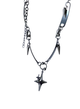 朋克金属光芒星吊坠项链小众设计