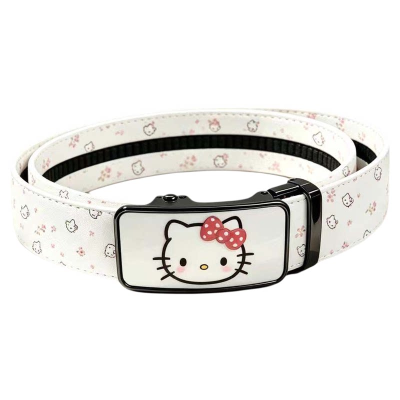 女CK学生皮带休闲hellokitty猫牛仔裤腰带百搭涂鸦全卡槽自动扣