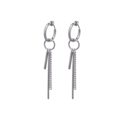 kansai钛钢长短针耳坠耳夹款嘻哈