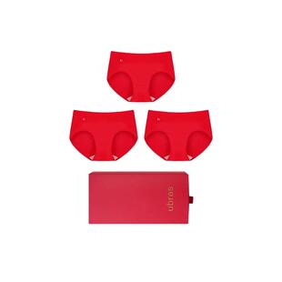 ubras本命年红色女内裤纯棉抗菌裆秋冬男四角裤袜子结婚情侣礼盒