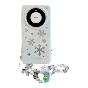拓岚 适用华为mate60pro+手机壳mate80高级感pura70晕染蓝白闪粉雪花mate40pro新款双层硅胶mate70pro挂绳女