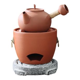 潮汕碳电两用砂铫壶煮茶器围炉手工茶具烧水跳盖茶壶红泥炭炉套装