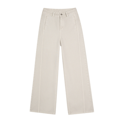 王家有鱼【小个子定制】早春浅卡其直筒阔腿裤2026新款牛仔裤女款