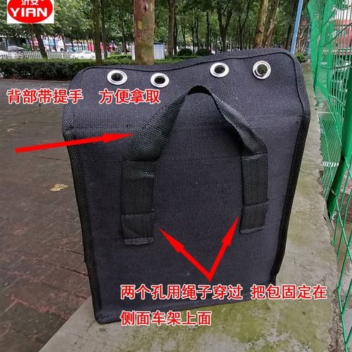 黑色帆布多功能摩托车单侧挂包电动车自行车侧边包驮包后座工具包