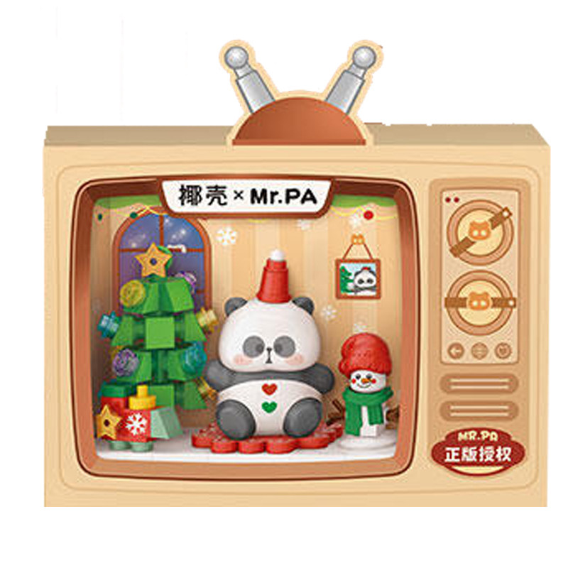 LOZ/椰壳耙老师迷你剧场积木联名盲盒 熊猫电视机积木 小颗粒拼图