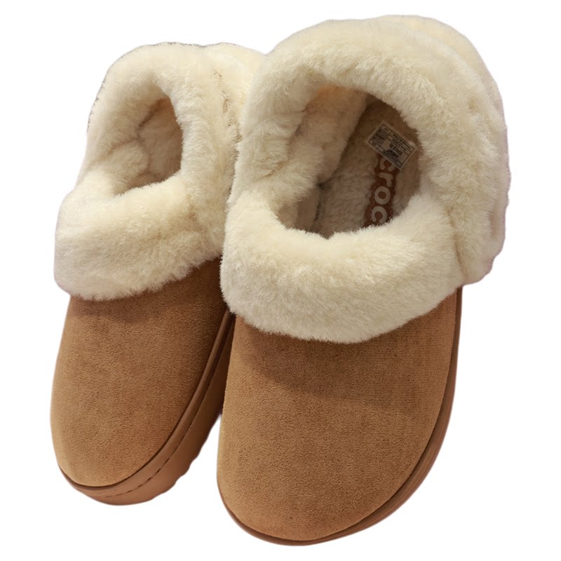 crocs冬款加绒保暖棉拖鞋洞洞鞋