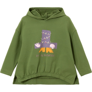 播broadcute假日狂想曲女童男童卡通印花全棉连帽卫衣KEQ2I126