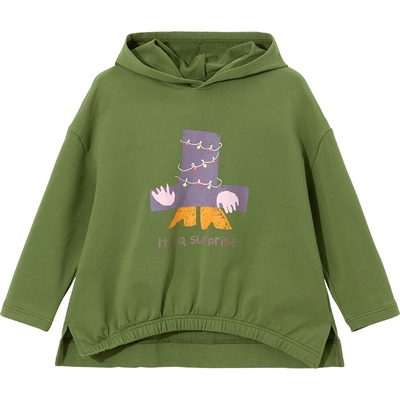 播broadcute假日狂想曲女童男童卡通印花全棉连帽卫衣KEQ2I126