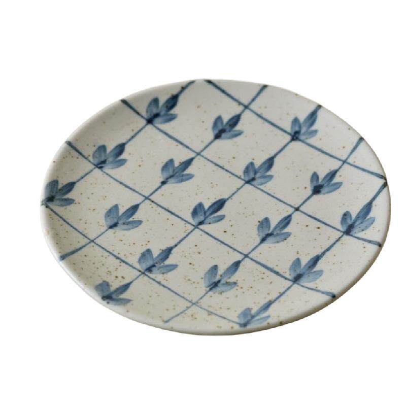 点心盘粗陶青花手绘甜品碟