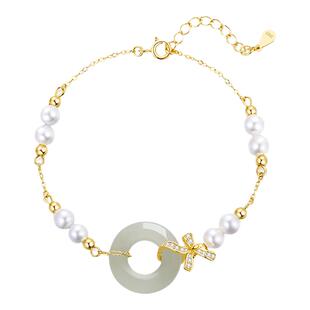 ParasKors派热 白月光平安扣手链新中式和田玉手饰生日礼物送女友