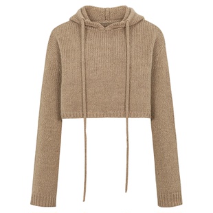 COZYDOLL斯拉夫风美式复古绵羊毛高端慵懒松弛感短款连帽毛衣外套