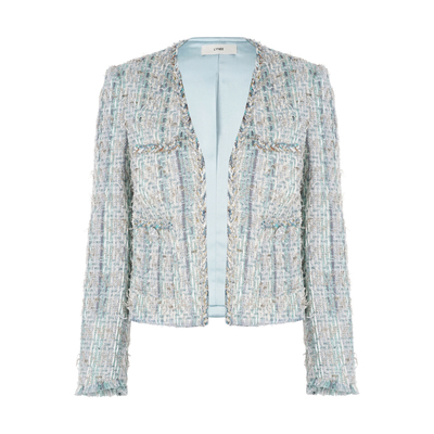 LYNEE【绮境】复古粗花呢香风外套女春新款千金贵气v领短款上衣