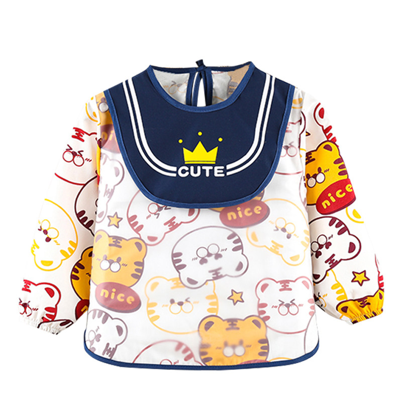 儿童罩衣防水防脏纯棉女宝宝辅食吃饭围兜春秋季长袖男婴儿反穿衣