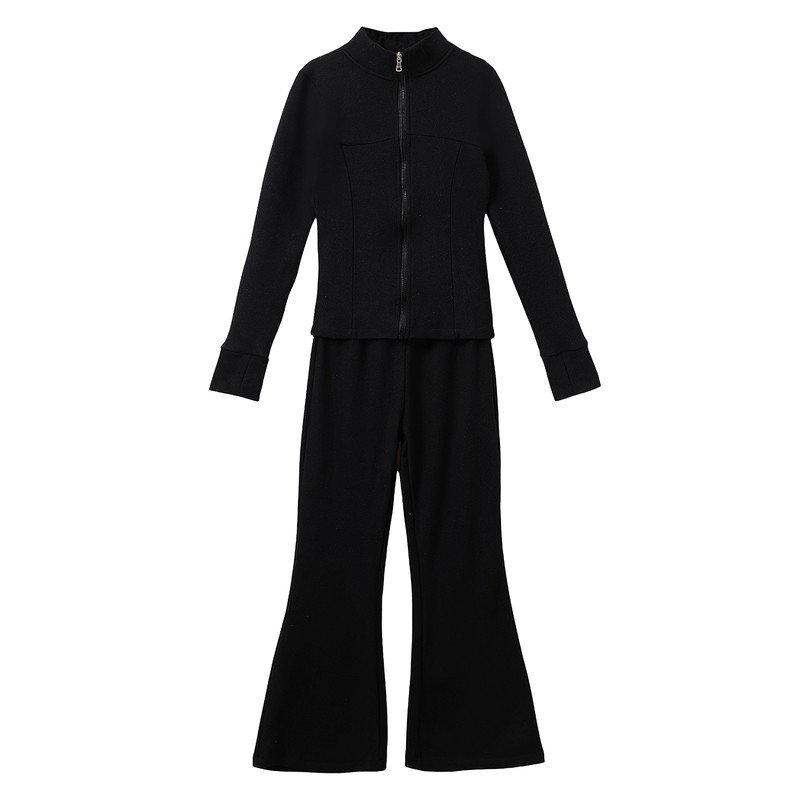 舞蹈服女童练功服秋冬德绒保暖套装长袖外套喇叭裤芭蕾中国舞瑜伽