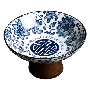 中式茶点盘高脚点心盘糕点盘陶瓷青花瓷茶碟干果盘古风订婚台摆盘