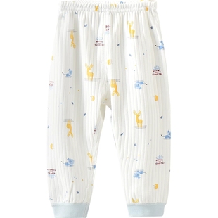 童泰四季款男女宝宝纯棉秋裤长裤婴儿可开档无骨缝合打底棉毛裤子