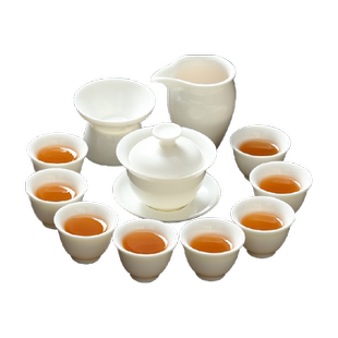 苏氏陶瓷 整套功夫茶具中国白羊脂玉瓷陶瓷茶具精美礼盒装13头