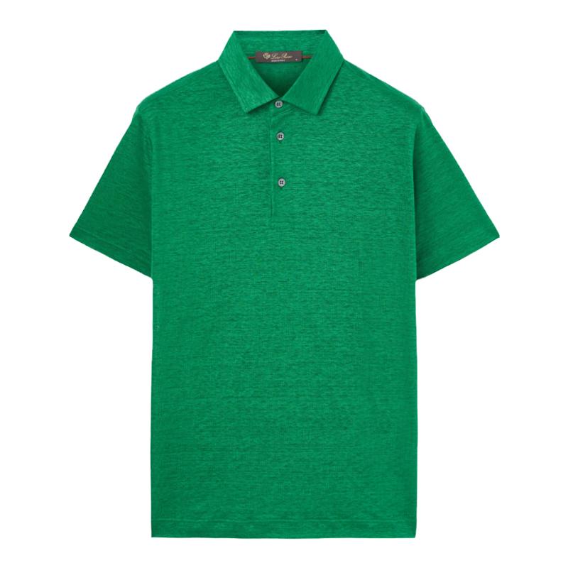 Loro Piana/诺悠翩雅男装亚麻针织经典短袖polo衫马球衫
