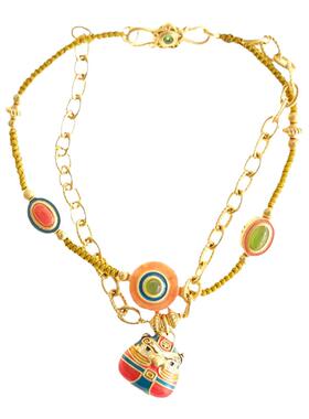 原创设计风银镀金双层镶嵌手绳