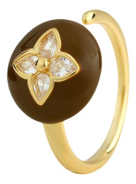 美拉德港风复古咖色滴油戒指女法式2025年精致时尚高级感食指戒