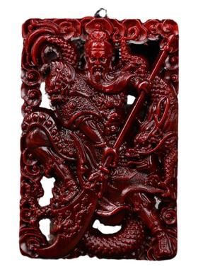 小叶紫檀武财神霸气风关公吊坠