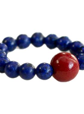 朱砂青金石戒指原创复古高级