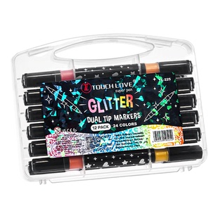 双头闪光马克笔软头水彩笔小学生美术专用荧光笔儿童带闪粉亮晶晶彩色笔划重点手帐珠光流沙发光笔画画笔