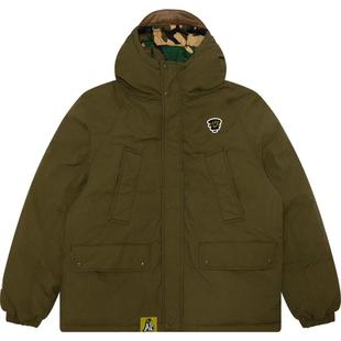 Aape旗舰店男装秋冬猿人徽章迷彩双面穿保暖厚连帽羽绒服7669XXN