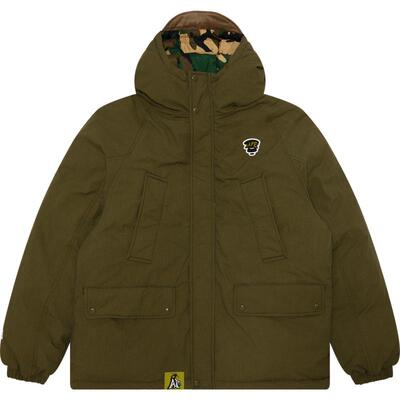 Aape迷彩双面穿保暖厚连帽羽绒服