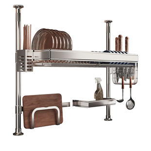 304不锈钢厨房顶天立地置物架窗台水槽上沥水碗架碗筷碗碟收纳架