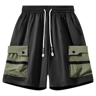 Jsmix潮牌黑色速干大码男士工装短裤2026夏季男款薄款加大五分裤